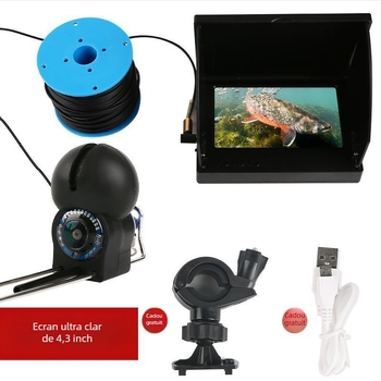 Detector de pești cu cameră subacvatică și ecran HD, vizibilitate nocturnă, vedere a fundului