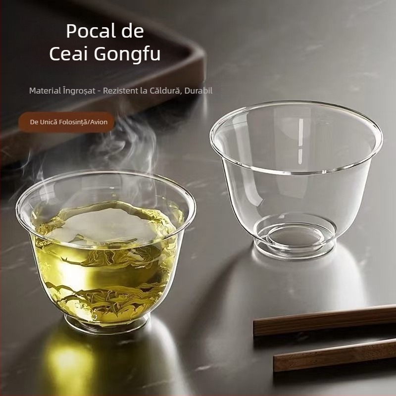 Pahare de ceai din plastic, de unică folosință, transparente, pereți îngroșați, capacitate 58 ml, pentru degustare de ceai