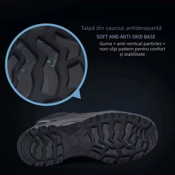 Ghete de iarnă pentru zăpadă, căptușite cu fleece, izolație groasă, partea superioară din microfibră TPU, talpă din cauciuc antiderapant, înălime medie a gleznei