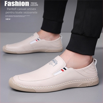 Zhio Para Pantofi Bărbați 2025 Slip-On din Piele – Casual pentru Condus, Talpă din Cauciuc