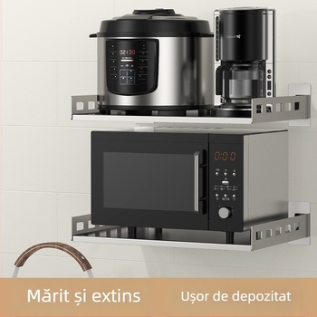 Mu Jue MJ-6899 Raft de depozitare din oțel inoxidabil montat pe perete pentru cuptor cu microunde, cuptor și oală de gătit orez