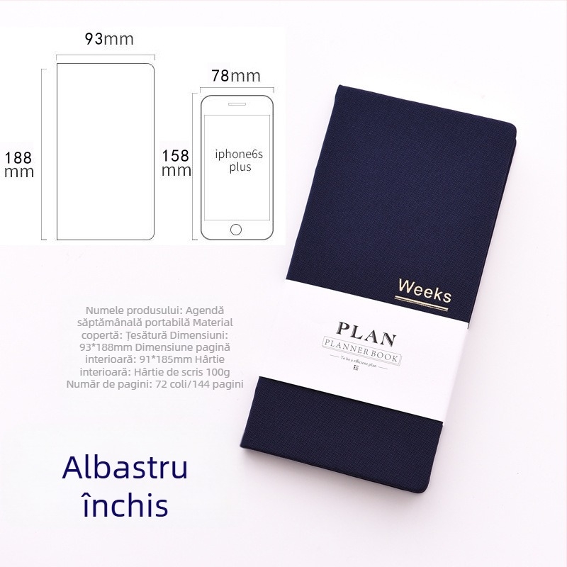 Bloc de notițe cu plan săptămânal, copertă din pânză, cusături, Dowling hârtie, 100–200 de pagini