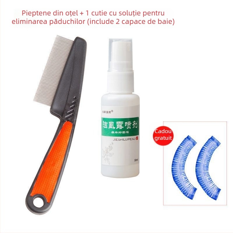 Pieptene pentru purici cu dinți ultra-densi pentru fete, din bambus tradițional, anti-mătreață și pentru ouăle puricilor la scalp