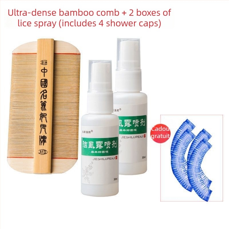 Pieptene pentru purici cu dinți ultra-densi pentru fete, din bambus tradițional, anti-mătreață și pentru ouăle puricilor la scalp