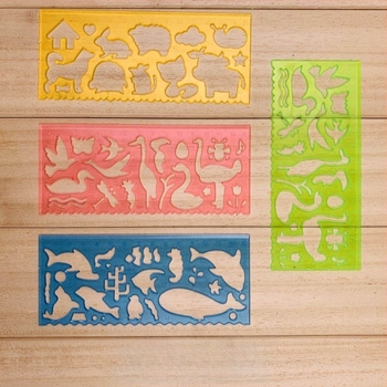 Tiankai 512 Set riglă caleidoscopică din plastic pentru copii - Șabloane multiple de desen, Model 512, Greutate netă 0.2