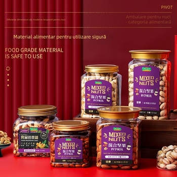 Recipient plastic pentru alimente cu gură largă, capac cu filet, PET, model SY8599