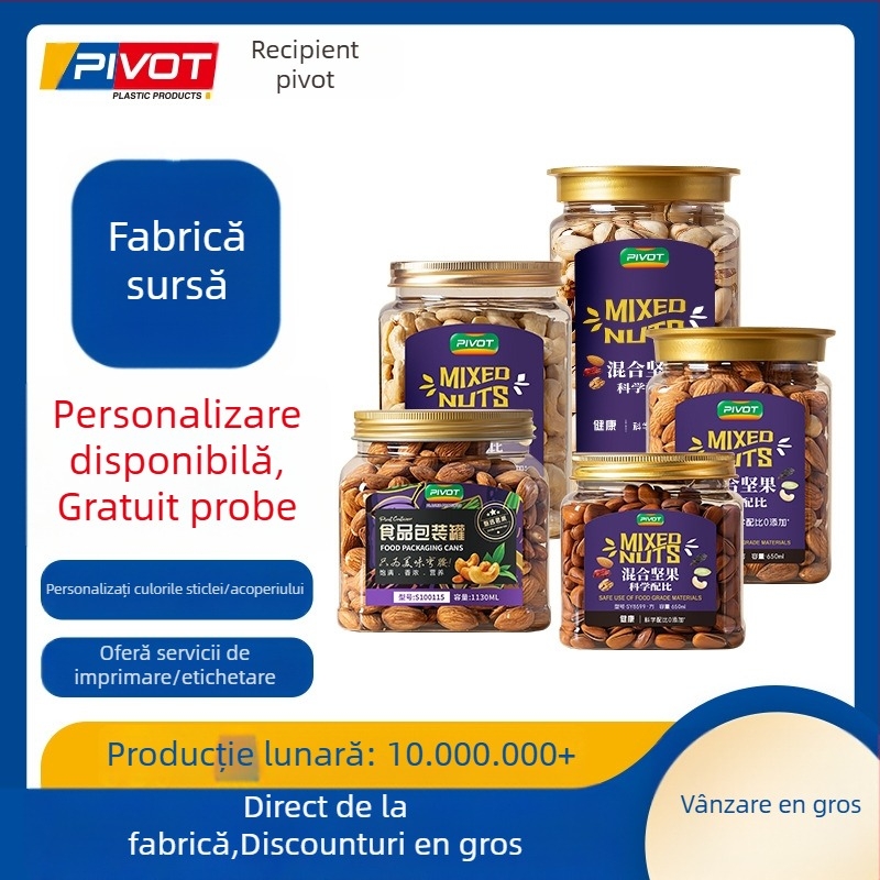 Recipient plastic pentru alimente cu gură largă, capac cu filet, PET, model SY8599