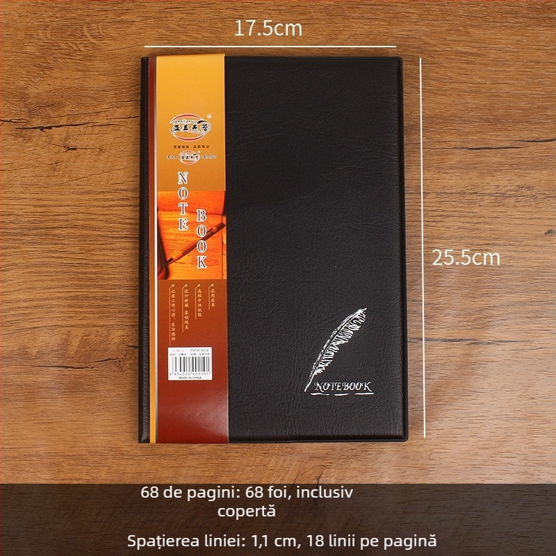 Caiet de afaceri cu copertă din piele sintetică, legare cusută, hârtie de scris 70 g, 50–100 pagini