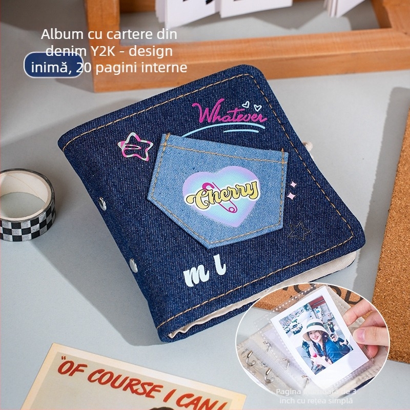 Caiet cu copertă denim, legare cu foi detașabile, husă pentru creioane, hârtie Dowling 100 g/m², stil 23169906718