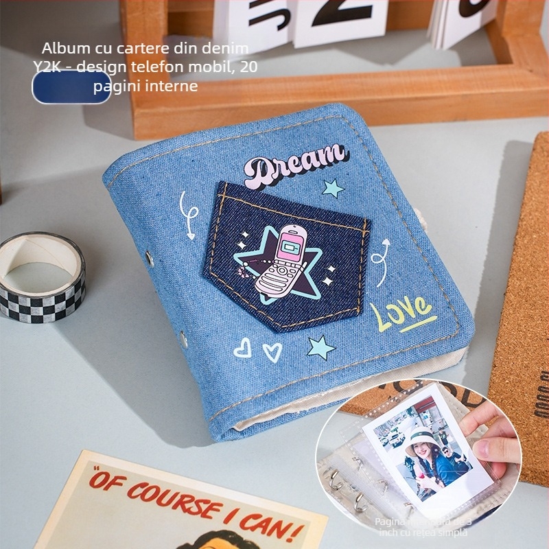 Caiet cu copertă denim, legare cu foi detașabile, husă pentru creioane, hârtie Dowling 100 g/m², stil 23169906718