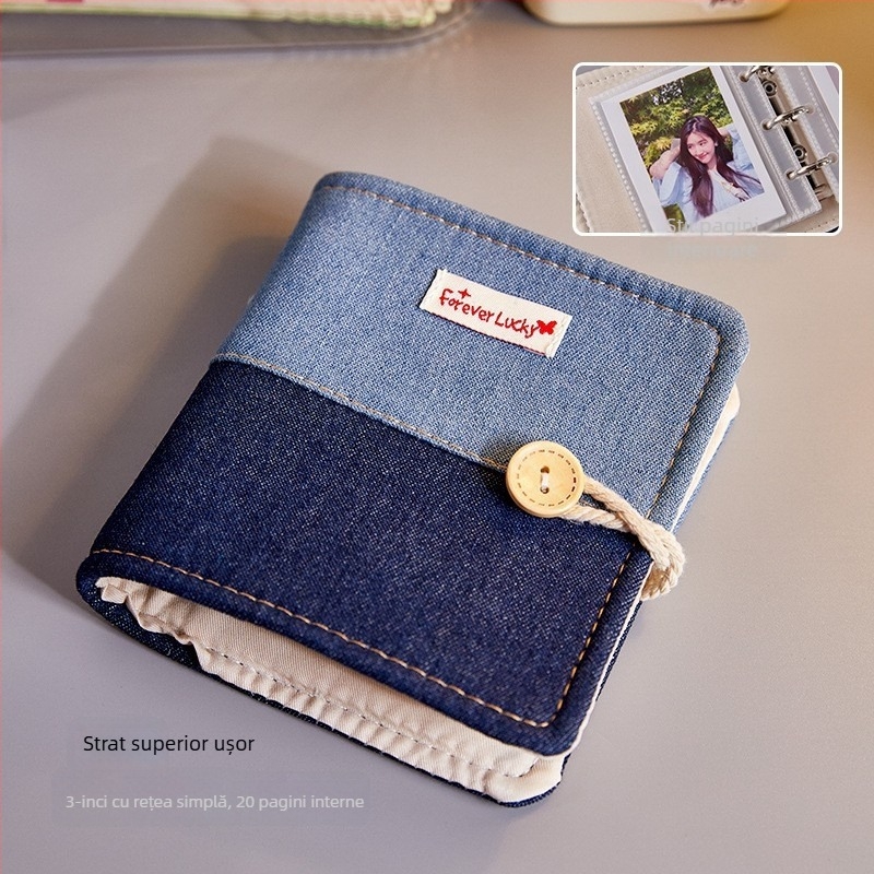 Caiet cu copertă denim, legare cu foi detașabile, husă pentru creioane, hârtie Dowling 100 g/m², stil 23169906718