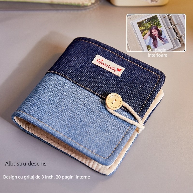 Caiet cu copertă denim, legare cu foi detașabile, husă pentru creioane, hârtie Dowling 100 g/m², stil 23169906718