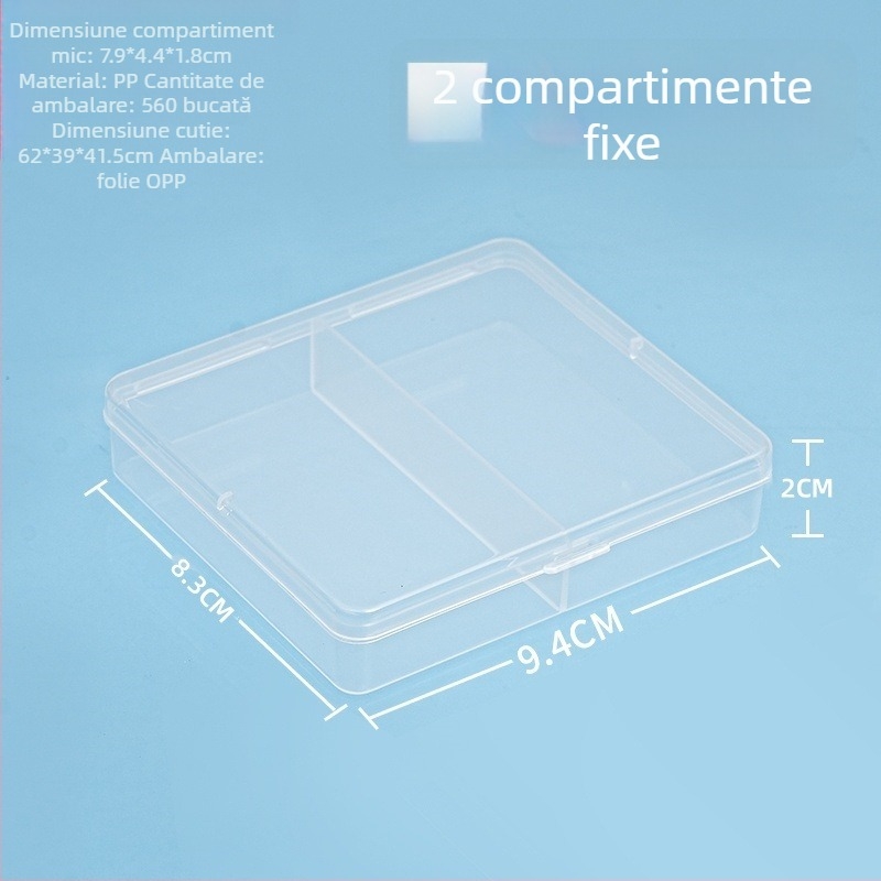 Cutie de depozitare pentru birou din plastic cu divizori și capac, rezistentă la praf, 2-6 compartimente, capacitate 1 L