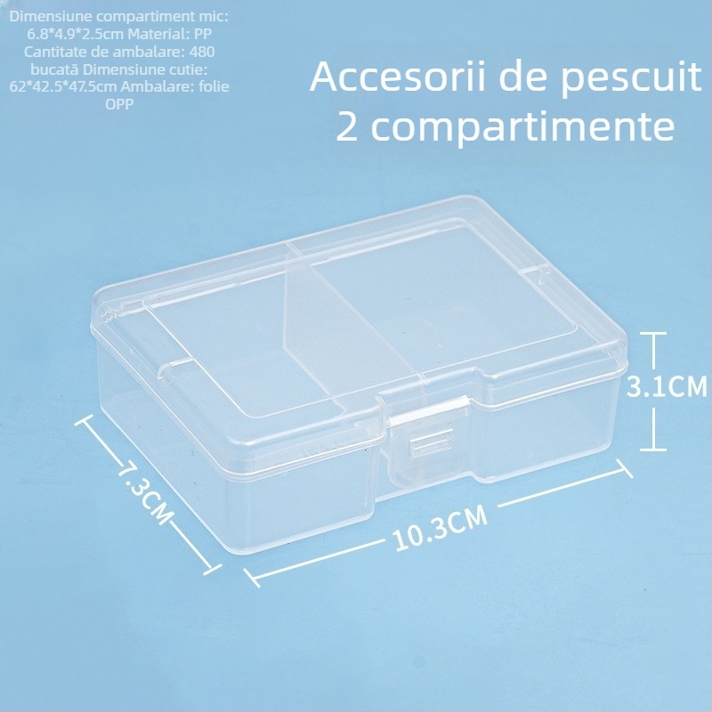 Cutie de depozitare pentru birou din plastic cu divizori și capac, rezistentă la praf, 2-6 compartimente, capacitate 1 L