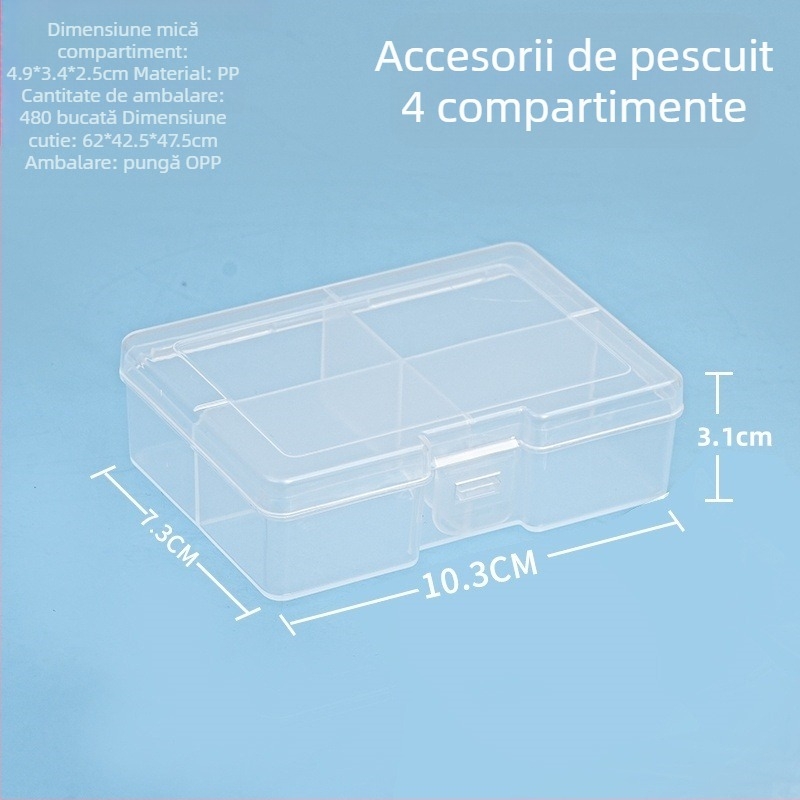 Cutie de depozitare pentru birou din plastic cu divizori și capac, rezistentă la praf, 2-6 compartimente, capacitate 1 L