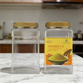 Recipient pătrat PET pentru gustări, biscuiți și nuci | Personalizare cu imprimare a logo-ului