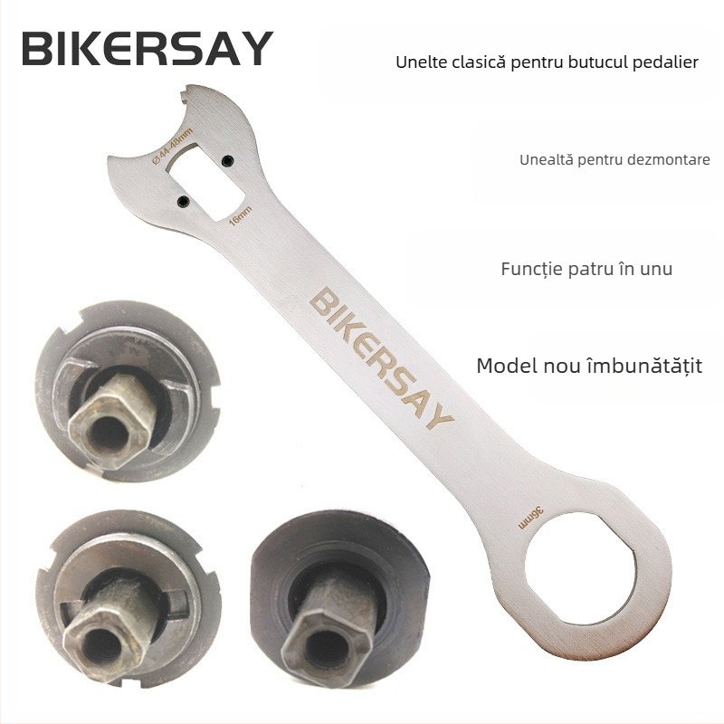 Cheie pentru bicicletă – oțel inoxidabil, instrument de demontare a axului și instalare ainelui de blocare, compatibil cu gaură pătrată, BIKERSAY, cu posibilitate de personalizare