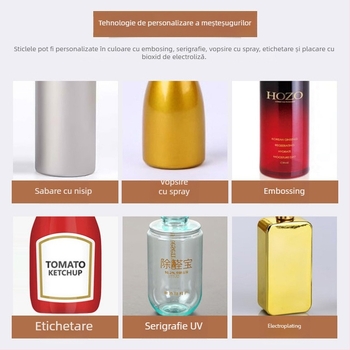 Sticlă PET cu gât larg, finisaj mat, capacitate 100–250 ml, diametrul gâtului 68 mm, diametrul corpului 71 mm