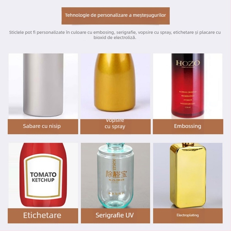 Sticlă PET cu gât larg, finisaj mat, capacitate 100–250 ml, diametrul gâtului 68 mm, diametrul corpului 71 mm