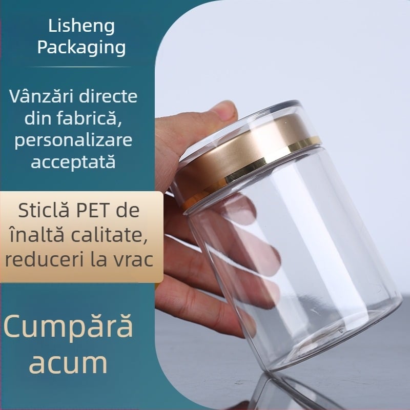 Sticlă PET transparentă pentru suplimente de sănătate, recipient gol alimentar 280 ml