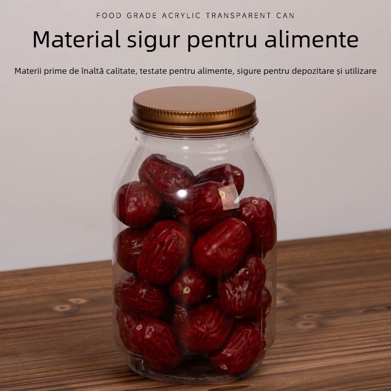 Borcă PET din plastic pentru ambalarea ceaiului, borcan transparent sigilat pentru nuci, cereale, fructe uscate și ceai de flori