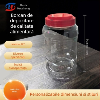 Borcan din plastic PET transparent cu capac, capacitate 1400 g, Ø110 mm × 180 mm