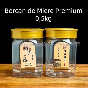 Recipient de miere din PVC cu capac interior și exterior, ambalaj alimentar, transparent