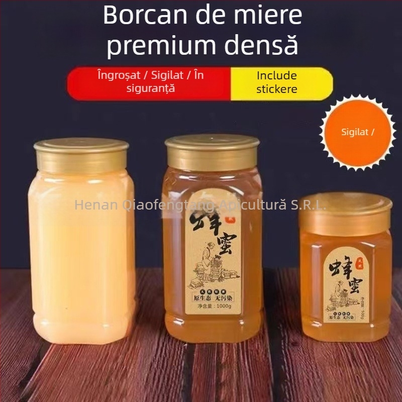 Recipient de miere din PVC cu capac interior și exterior, ambalaj alimentar, transparent