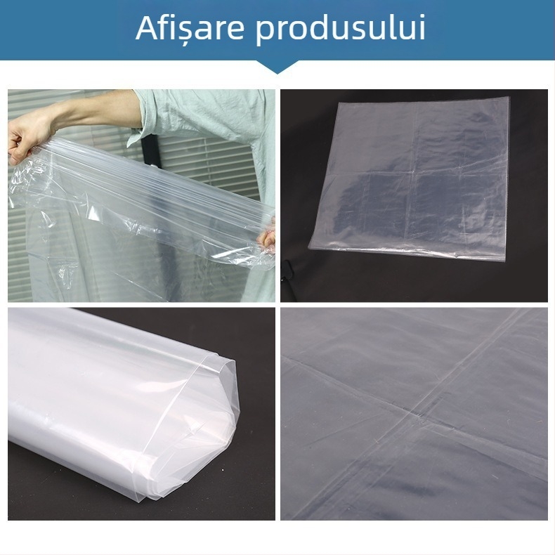 Geantă plată transparentă PE, cu bandă lungă și folie interioară, protecție împotriva prafului și umezelii, îngroșată