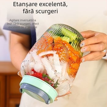 Borcan din sticlă pentru murături cu capac, recipient sigilat pentru depozitare alimente și cereale