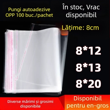Pungi OPP autoadezive, lățime 8 cm, din polipropilenă, pentru ambalarea cadourilor și a cardurilor de felicitare, sigilate automat, en gros