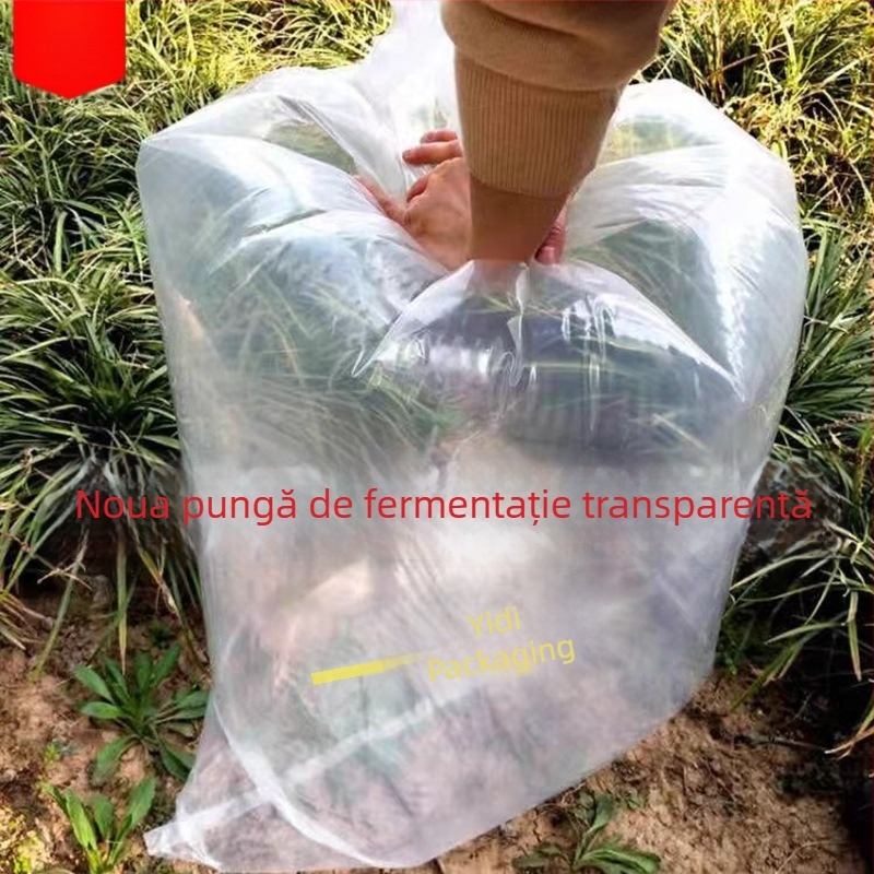 Sac transparent pentru fermentarea furajelor, cu valvă de evacuare unidirecțională, film PE cu șapte straturi coextrudat