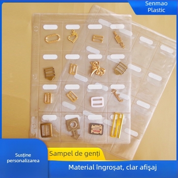 Geantă de afișare pentru mostre de accesorii pentru nasturi — pungă de plastic transparentă, cu compartimente multiple, realizată prin presare la frecvență înaltă, Shin senmao