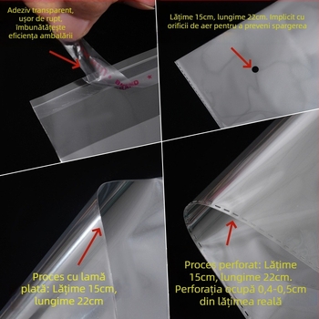 Pungă transparentă OPP autoadezivă pentru haine, 35×35 cm, pungă plată de ambalare