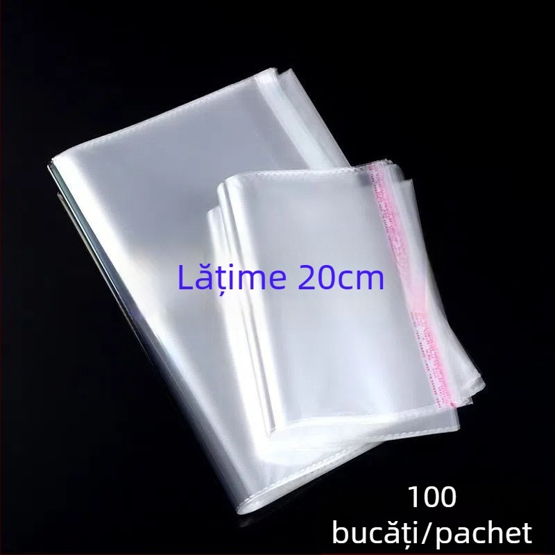 Pungi autoadezive OPP pentru ambalare, lățime 20 cm, rezistente la umiditate, material 100% virgin