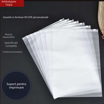 Pungă PE cu fermoar, transparentă CPE mată, pentru haine și șosete, pungă de ambalaj autoînchis, personalizabilă cu imprimare logo, 100% materiale virgine, metode de imprimare: offset, UV, gravură, sarcină maximă 1000