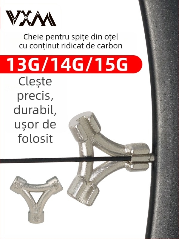 VXM Cheie pentru spițe – instrument triunghiular pentru spițe, din oțel de carbon, pentru biciclete de munte
