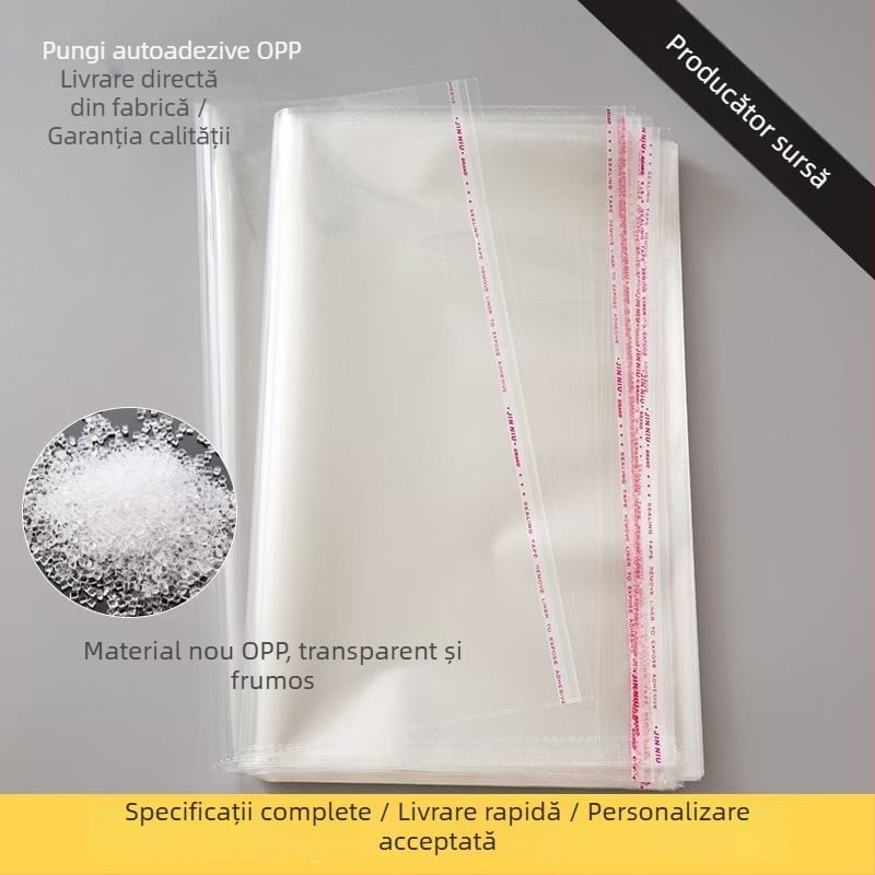 Pungi OPP transparente pentru haine, pungă autoadezivă OPP cu logo personalizabil
