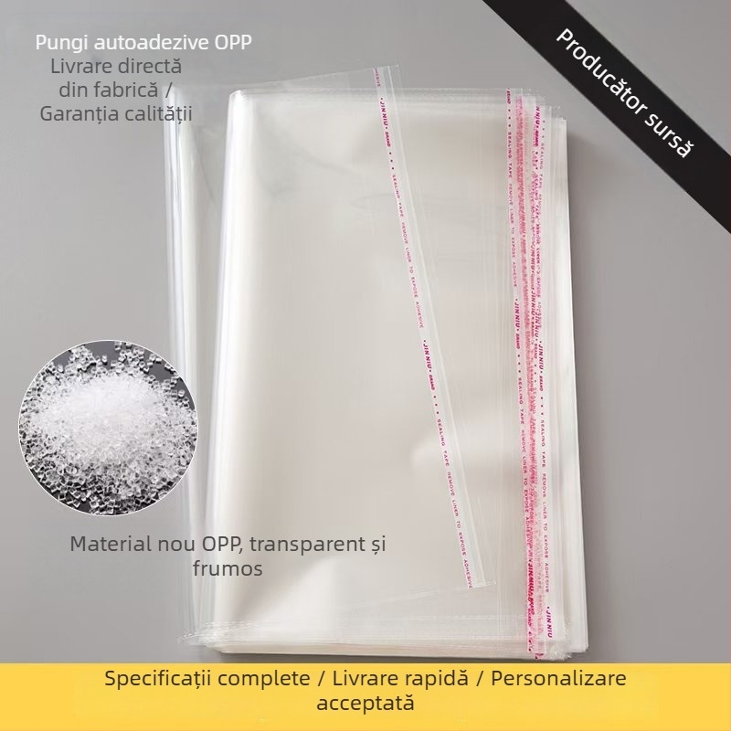Pungi OPP transparente pentru haine, pungă autoadezivă OPP cu logo personalizabil
