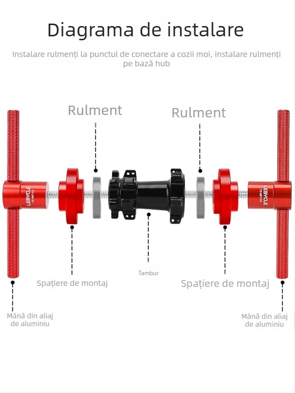 Unealtă de montaj a rulmenților pentru pedalier (bottom bracket), instrument combinat, aliaj de aluminiu, procesare personalizabilă, etichetă privată licențiată Lebycle