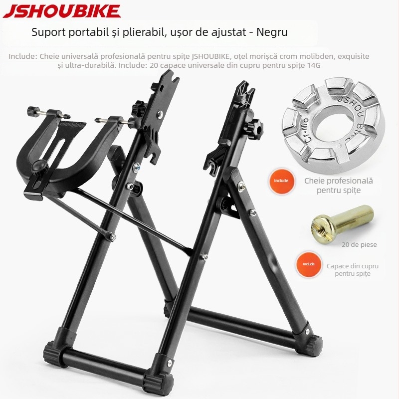 JSHOU BIKE Unealtă de aliniere a cercului pentru bicicletă de munte – oțel + plastic, Tabel de reglaj al cercului