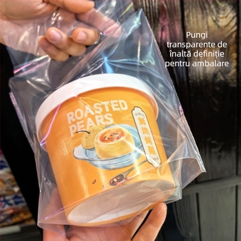 Saci din plastic pentru ambalare de mâncare pentru take-out și catering, dublu strat, grosime 10 silk, producție zilnică 200000, ambalare universală