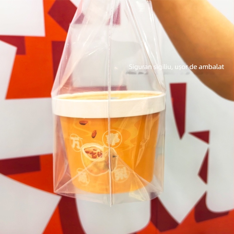 Saci din plastic pentru ambalare de mâncare pentru take-out și catering, dublu strat, grosime 10 silk, producție zilnică 200000, ambalare universală