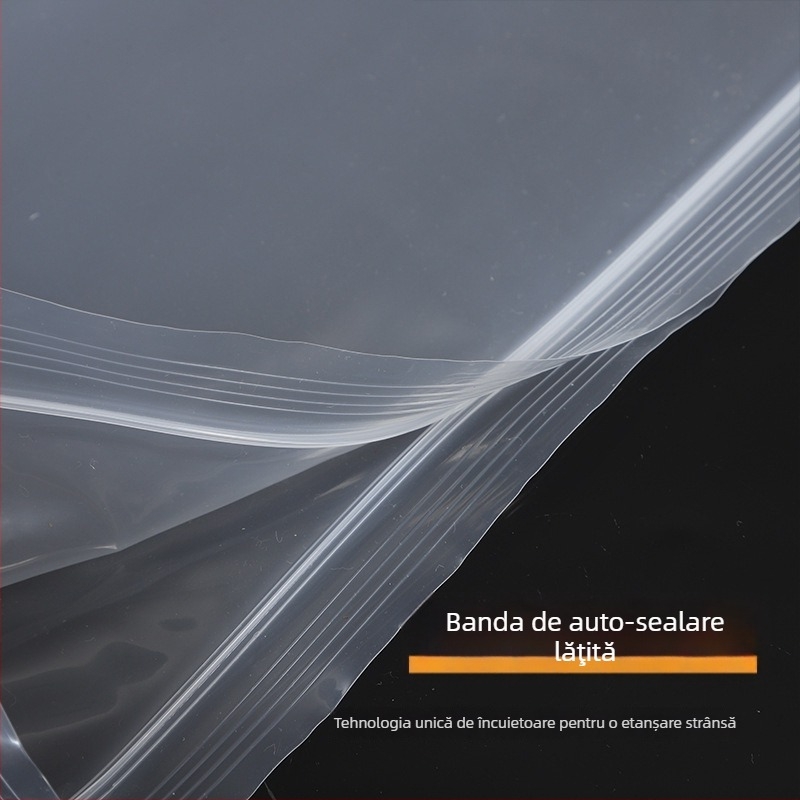 Pungă PE transparentă pentru alimente, cu închidere ZIP și etanșare îngroșată