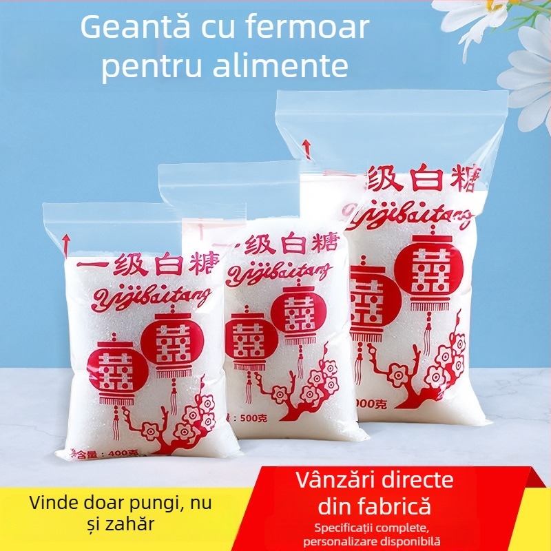 Pungă PE transparentă pentru alimente, cu închidere ZIP și etanșare îngroșată