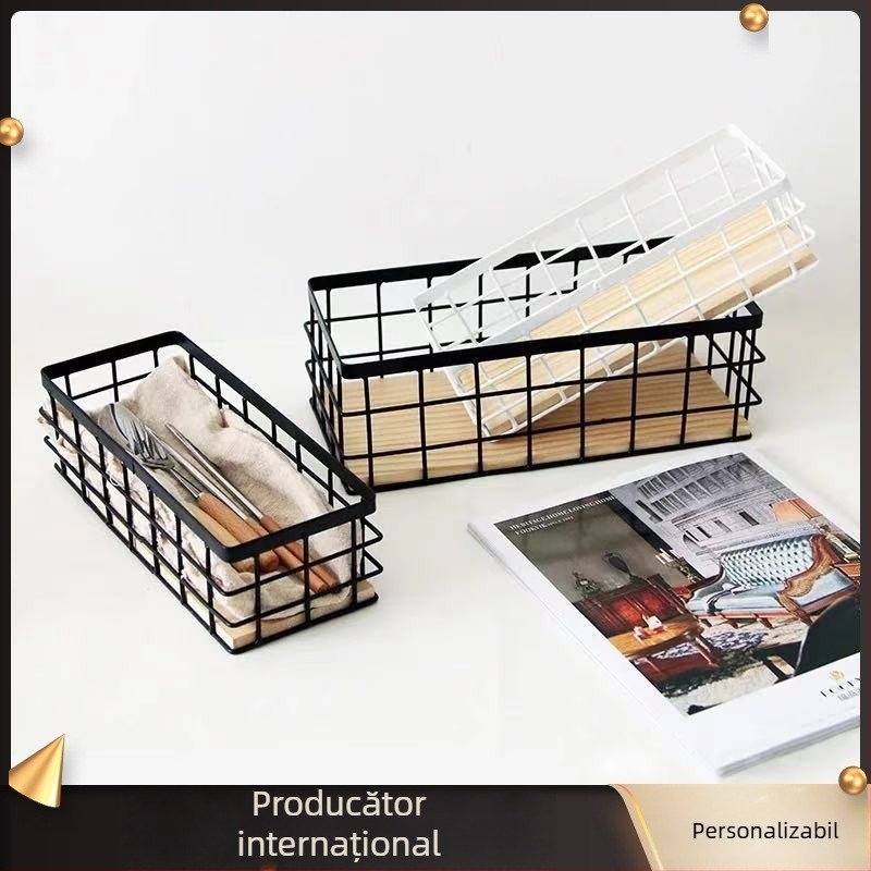 Cutie de depozitare pentru birou în stil japonez, cadru metalic, montaj pe perete pentru cosmetice (Modelul 001)