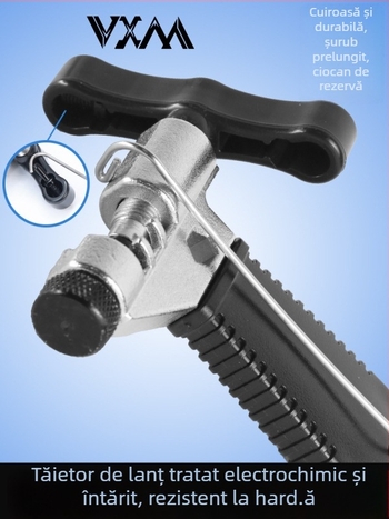 VXM unealtă pentru lanț de bicicletă – tăietor de lanț pentru demontare, din oțel de unelte, cu cârlig și pin