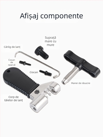 VXM unealtă pentru lanț de bicicletă – tăietor de lanț pentru demontare, din oțel de unelte, cu cârlig și pin