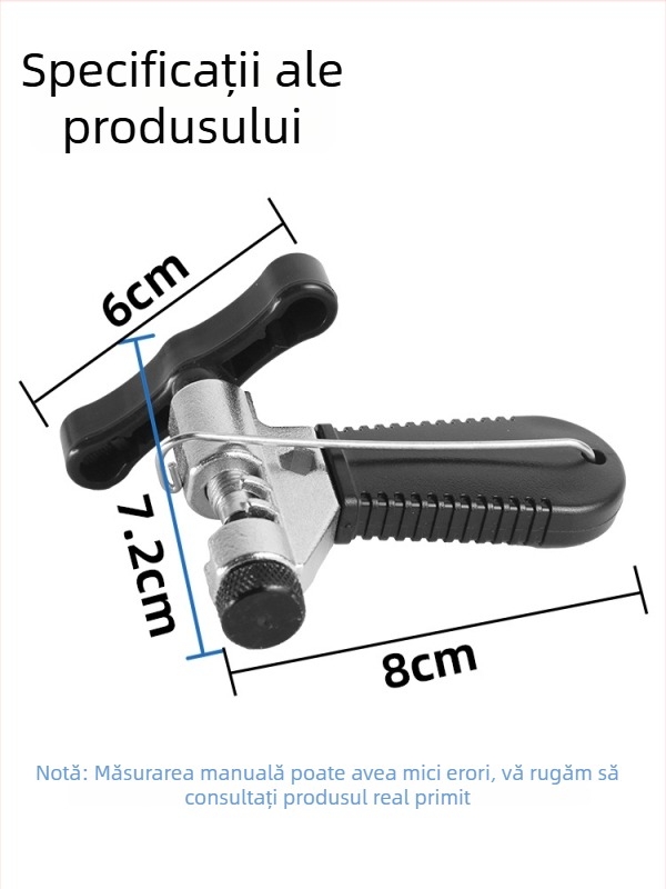 VXM unealtă pentru lanț de bicicletă – tăietor de lanț pentru demontare, din oțel de unelte, cu cârlig și pin