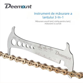 Măsurător de lanț 3-în-1 pentru biciclete de munte, oțel inoxidabil 304, caliper pentru uzură lanț și riglă de măsurare, personalizabil